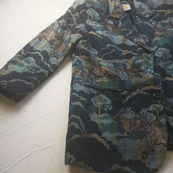 Vintage Equestrian Western Blazer Made in USA Double Breast padded Mens Medium